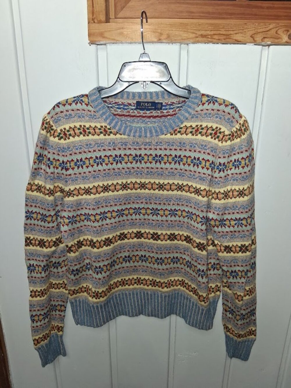 Polo Ralph Lauren Women's Fair Isle Cotton Cashmere Wool Blend Sweater NWOT Sz L